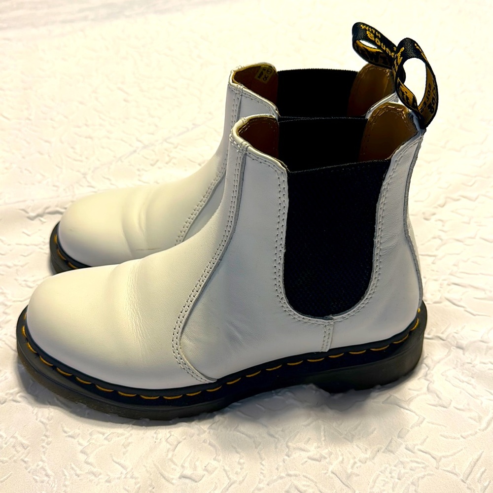 White Dr. Martins slip on boots worn once